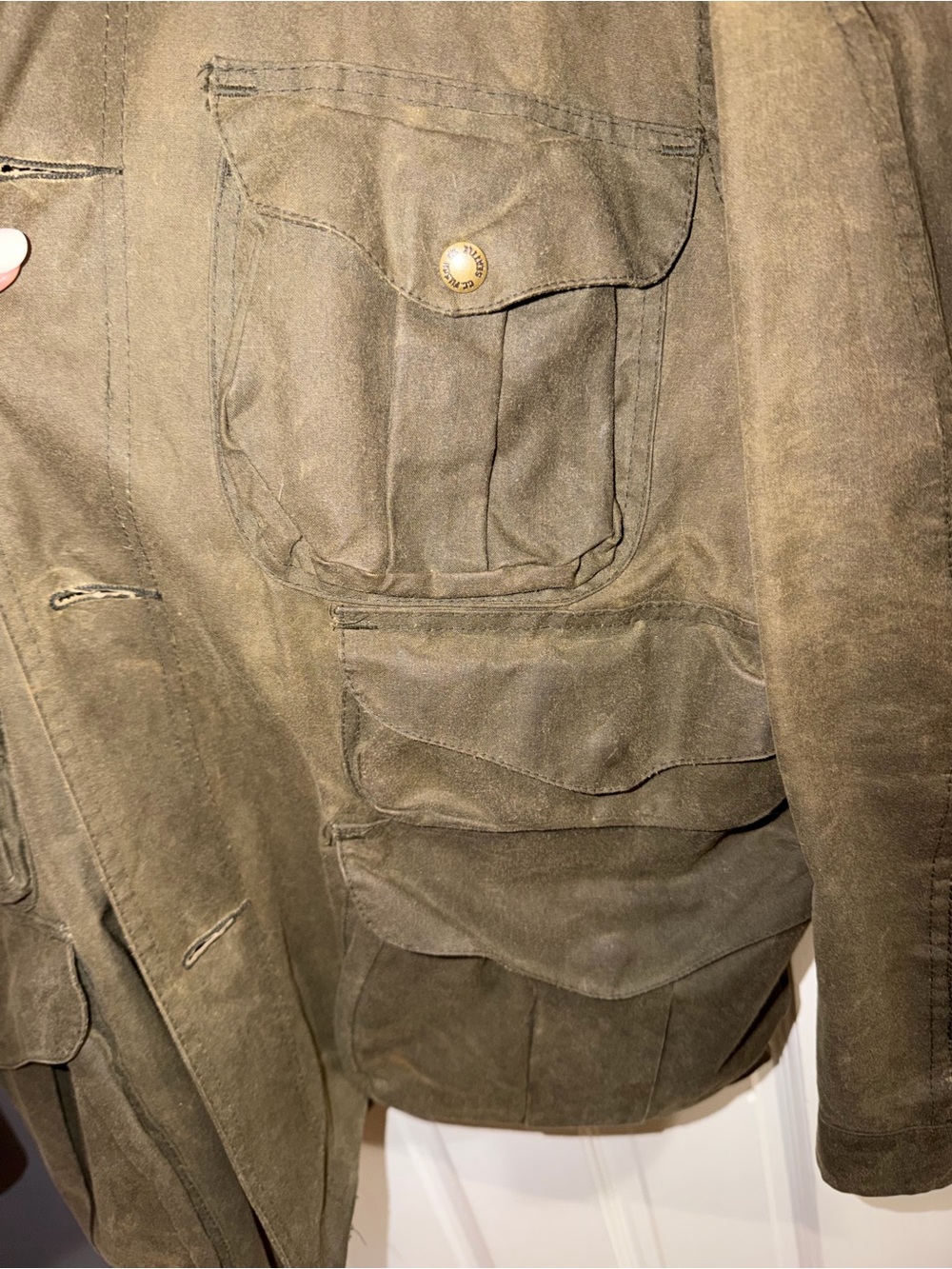 Vintage Filson Style 462 Oil Finish Tin Cloth Hunting Jacket Waxed Canvas USA - Picture 6 of 13
